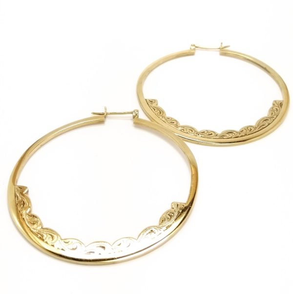 9ct Gold Large Fancy Hoops