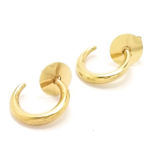 9ct Gold Disc Style Half Hoops Earrings