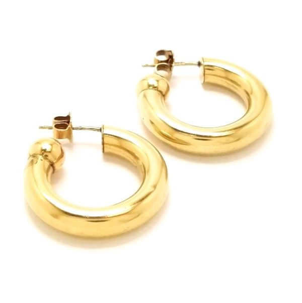 9ct Gold Plain Hoops With Ball Ends