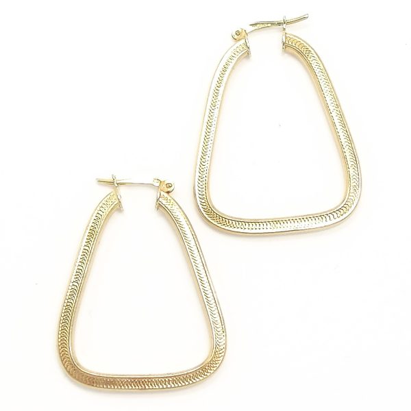 9ct Gold Triangular Shaped Patterned Hoop Earrings