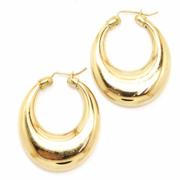 9ct Gold Plain Oval Hoop Earrings