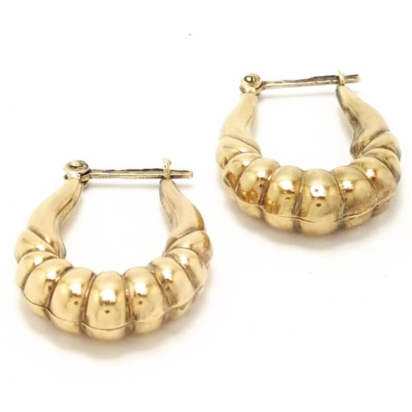 9ct Gold Fancy Drop Style Hoop Earrings