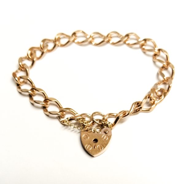 9ct Gold Curb & Padlock Vintage 90's Bracelet