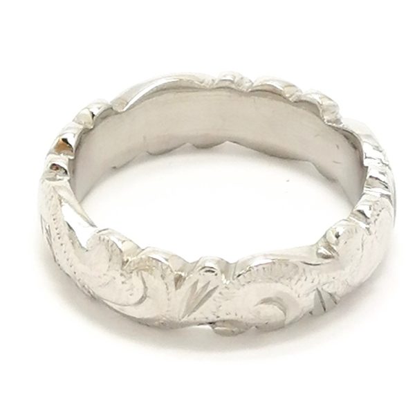 18ct White Gold Fancy Filigree Wedding Band Ring