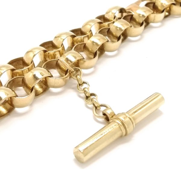 9ct Gold 22" Belcher Link Chain With T-Bar 201.8g