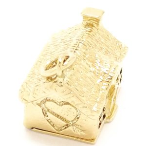 Vintage 9ct Gold Thatched Cottage Charm With Heart & Arrow On The Side