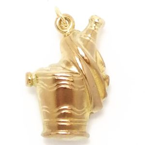 Vintage 9ct Gold Champagne Bottle in Bucket Charm 1974