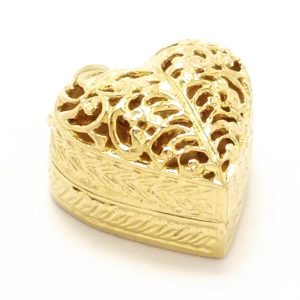 Vintage 9ct Gold Hinged Heart Ring Box Charm 1966