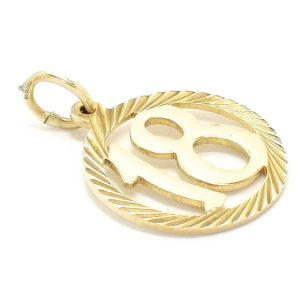 Vintage 9ct Gold Circle 18 Pendant