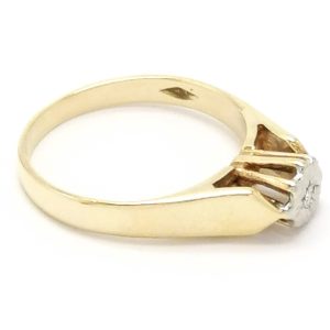 Vintage 9ct Gold Diamond Single Stone Illusion Set Ring