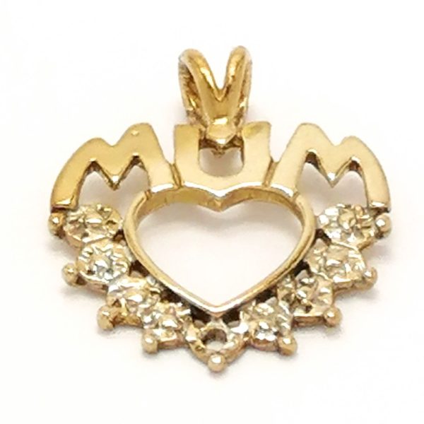 9ct Gold Heart Design Mum Pendant