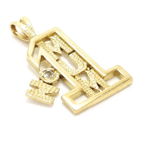 9ct Gold No1 Mum Pendant With Cubic Zirconia Detail