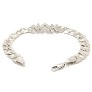 Silver Cubic Zirconia Nan Curb Link Bracelet