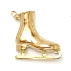 Vintage 9ct Gold Hollow Ice Skate Boot Charm 1974