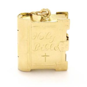 Vintage 9ct Gold Holy Bible Charm 1965