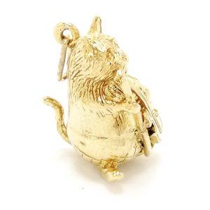 Vintage 9ct Gold Solid Cat & Fiddle Charm 1967