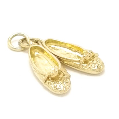 Vintage 9ct Gold Pair of Slippers Charm 1959