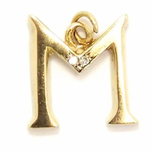 Vintage 9ct Gold Diamond Initial M Pendant 1992