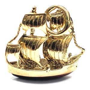 9ct Gold Carnelian Ship Pendant (1965)