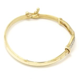 9ct Gold Hollow Wave Design Cubic Zirconia Baby Bangle