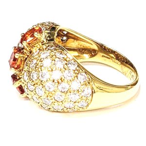 18ct Gold Orange Sapphire & Diamond Ring 2.5cts