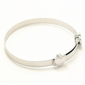 9ct White Gold Heart Expandable Baby Bangle