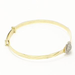 9ct Gold Identity Expandable Baby Bangle With Cubic Zirconia Stones