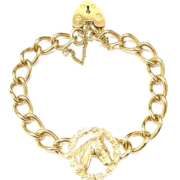 9ct Gold Horse Head & Curb Bracelet (36.5g)