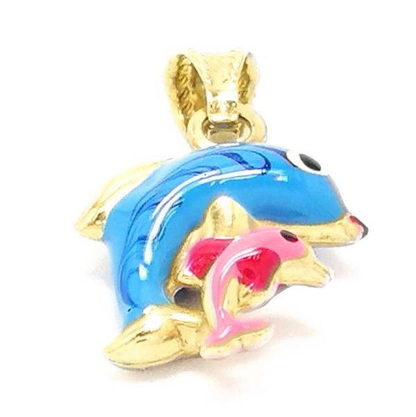 9ct Gold Hollow Enamelled Fish Charm