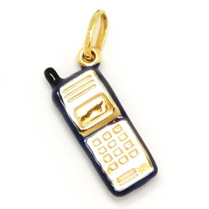 9ct Gold Hollow Enamelled Mobile Phone Charm