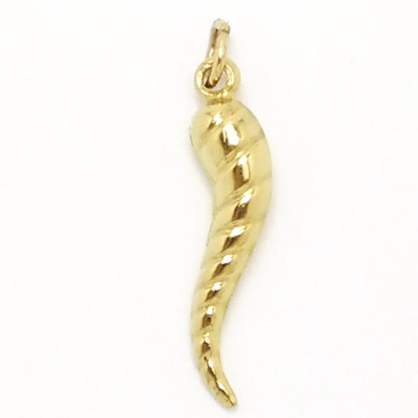 9ct Gold Hollow Twist Design Horn of Life Pendant.