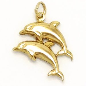 9ct Gold Hollow Double Dolphin Charm