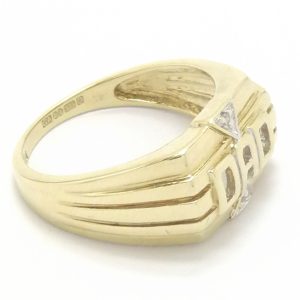 9ct Gold Dad Ring With Diamond Detail