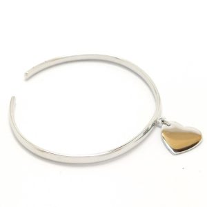 Sliver Child's Torque Bangle With Heart Charm