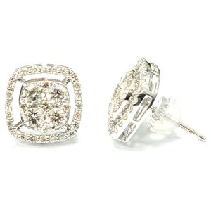18ct White Gold Diamond Cluster Stud Earrings 1.20ct