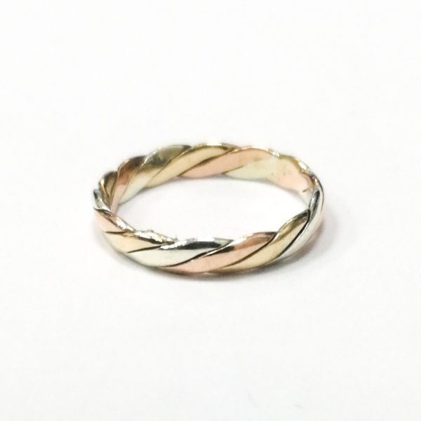 9ct Three Colour Entwined Wedding Band