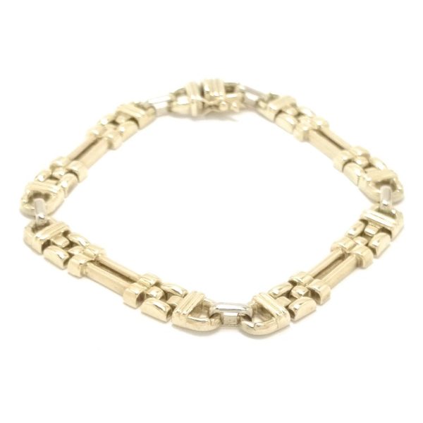 Vintage 9ct Gold Fancy Bar & Brick Style Link Bracelet