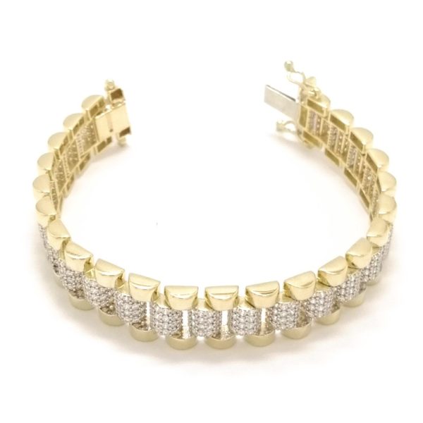 9ct gold Child's Cubic Zirconia President Style Link Bracelet