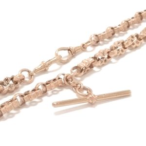 9ct Rose Gold Fancy 20"Albert Chain With T-Bar 41.1g