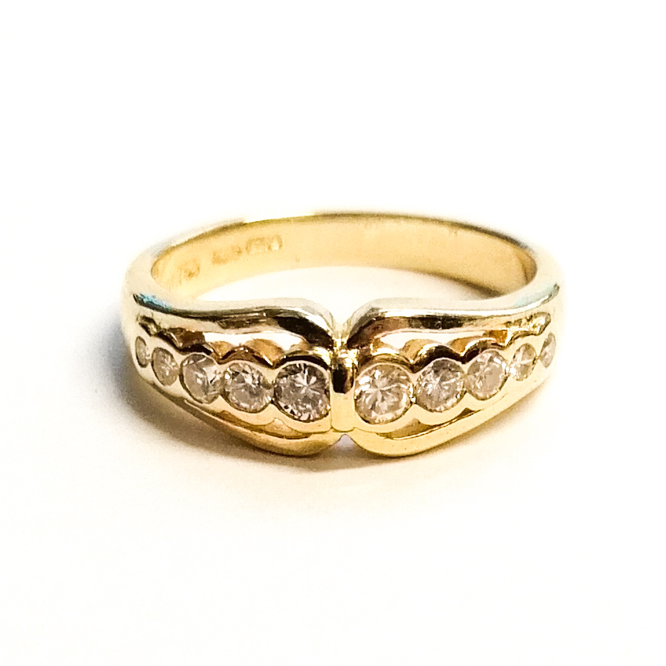 18ct Gold Diamond 10 Stone Ring .35cts - Vintage Jewellery & Watches Online