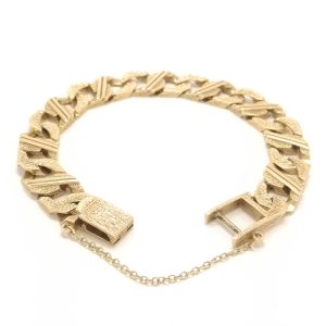 9ct Gold Fancy Link Bracelet With Safety Chain 57.4g