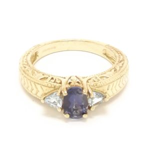 9ct Gold Iolite & Aquamarine Ring