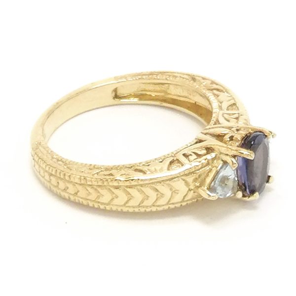 9ct Gold Iolite & Aquamarine Ring