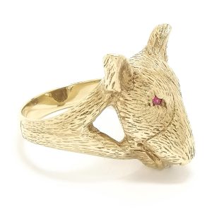9ct Gold English Bull Terrier Dog Ring