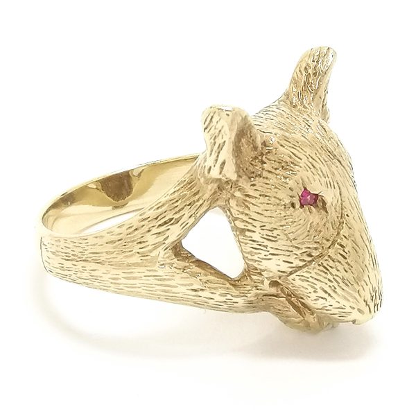 9ct Gold English Bull Terrier Dog Ring