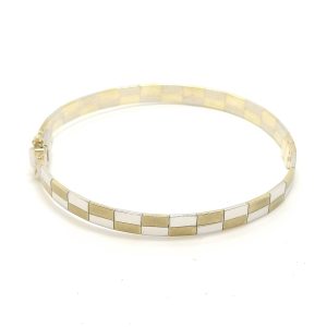 9ct 2 Colour Gold Patterned Bangle