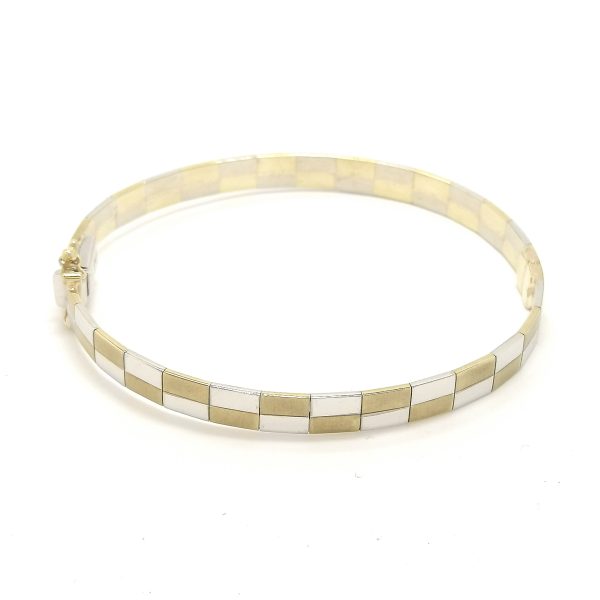 9ct 2 Colour Gold Patterned Bangle