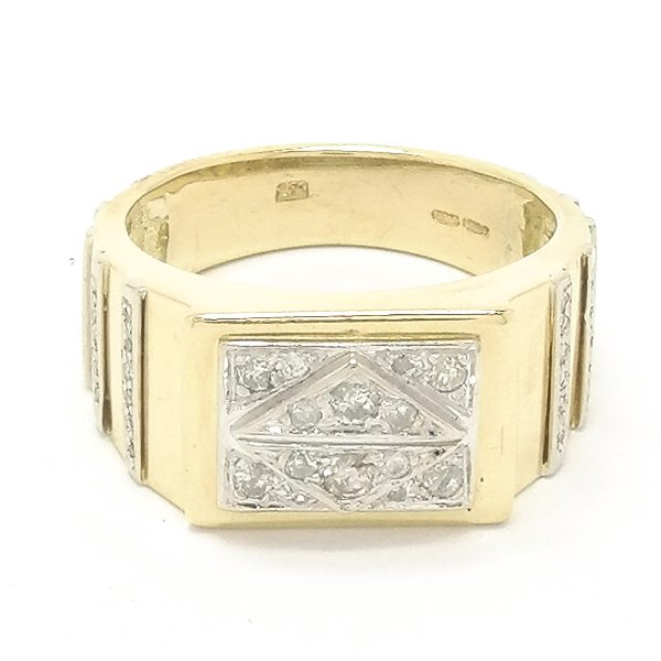 18ct Gold Fancy Diamond Signet Ring .40ct