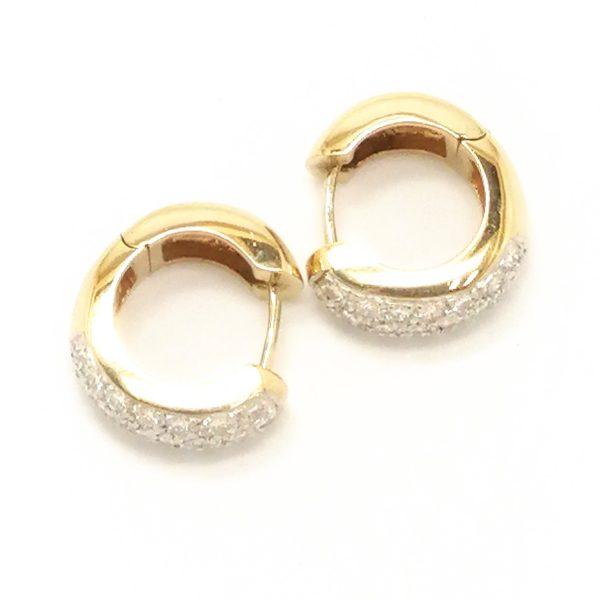 Vintage 14ct Gold Diamond Pave Set Hoop Earrings