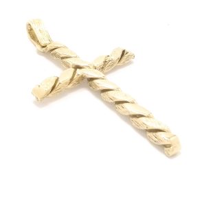 9ct Gold Solid Twist Design Cross Pendant 28.2g